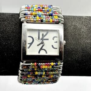 Y2K Silver Beaded Watch